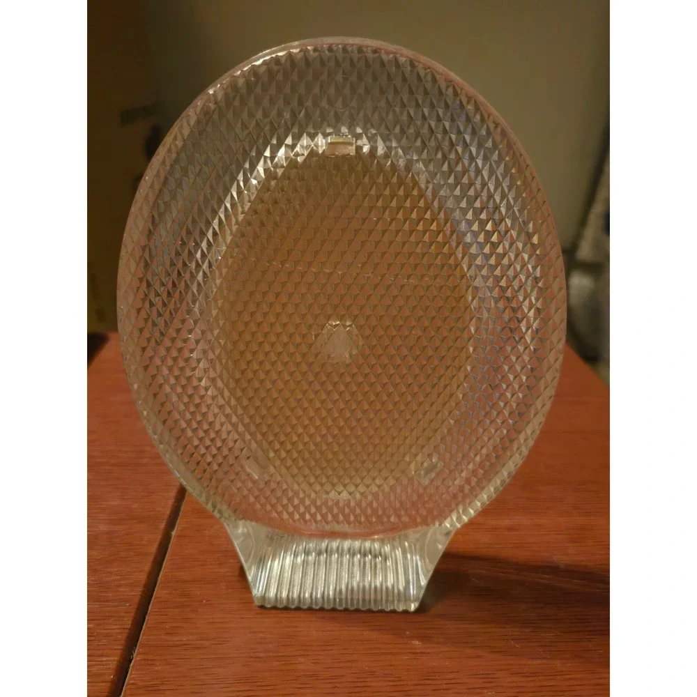 Vintage Clear Acrylic Oval Picture Frame Diamond Cut Textured Tabletop Decor